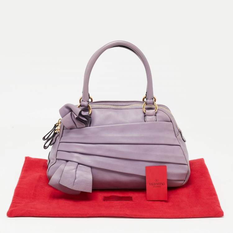 Pre Owned Valentino Purple Leather Bow Satchel