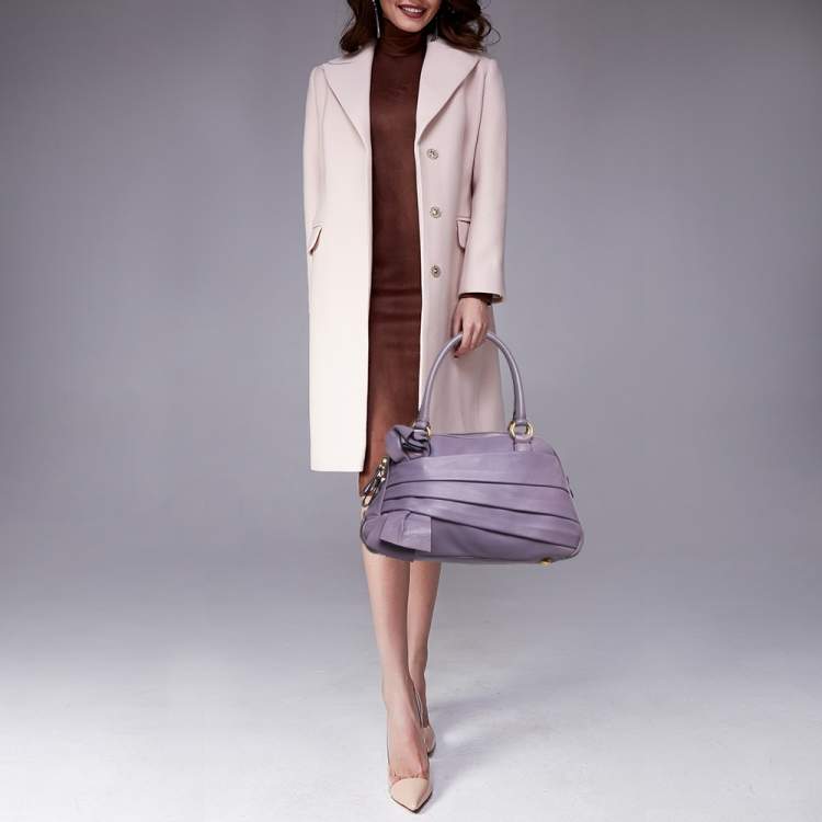 Pre Owned Valentino Purple Leather Bow Satchel