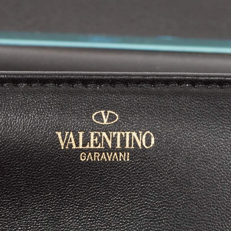 Pre Owned Valentino Black Leather Small One Stud Top Handle Bag