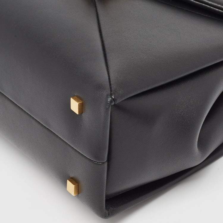 Pre Owned Valentino Black Leather Small One Stud Top Handle Bag