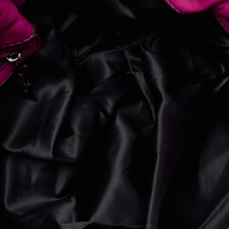 Pre Owned Valentino Pink Leather Ruffle Satchel