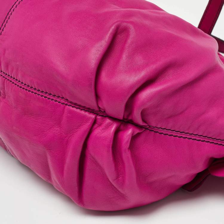 Pre Owned Valentino Pink Leather Ruffle Satchel