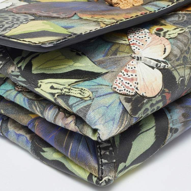 Pre Owned Valentino Multicolor Canvas and Leather Camubutterfly Va Va Voom Shoulder Bag