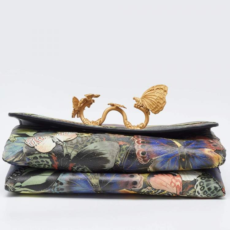 Pre Owned Valentino Multicolor Canvas and Leather Camubutterfly Va Va Voom Shoulder Bag