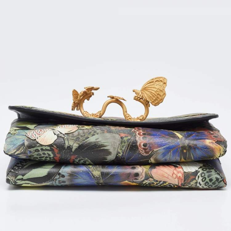 Pre Owned Valentino Multicolor Canvas and Leather Camubutterfly Va Va Voom Shoulder Bag