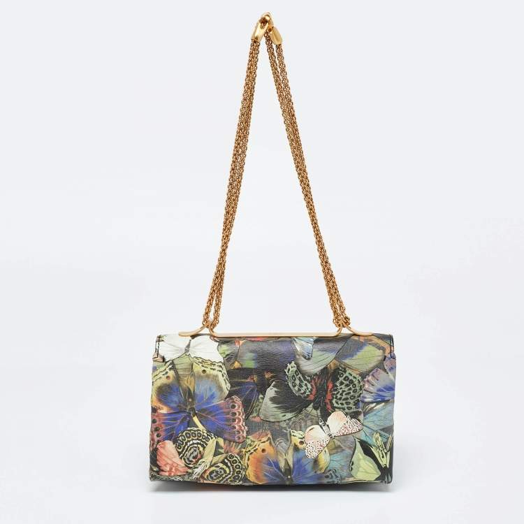Pre Owned Valentino Multicolor Canvas and Leather Camubutterfly Va Va Voom Shoulder Bag