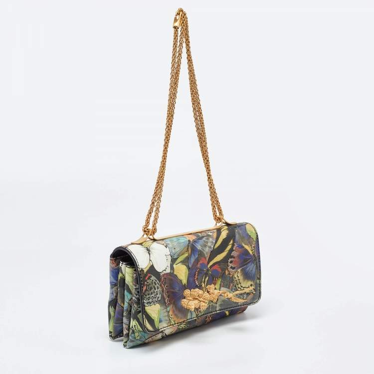 Pre Owned Valentino Multicolor Canvas and Leather Camubutterfly Va Va Voom Shoulder Bag