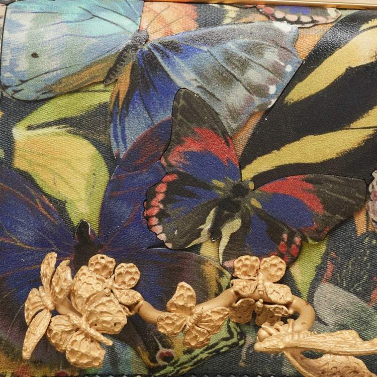 Pre Owned Valentino Multicolor Canvas and Leather Camubutterfly Va Va Voom Shoulder Bag