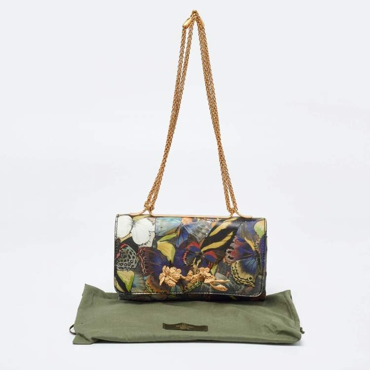 Pre Owned Valentino Multicolor Canvas and Leather Camubutterfly Va Va Voom Shoulder Bag
