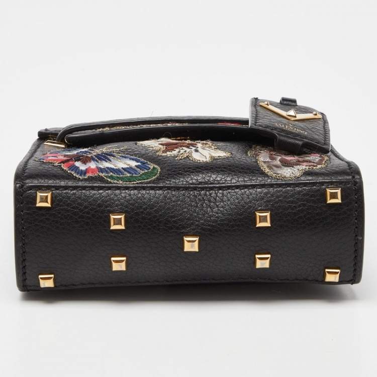 Pre Owned Valentino Black Leather My Rockstud Crossbody Bag