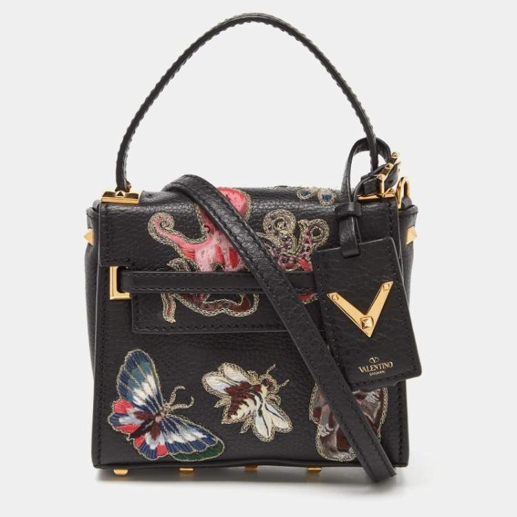 Pre Owned Valentino Black Leather My Rockstud Crossbody Bag