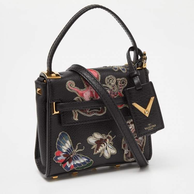 Pre Owned Valentino Black Leather My Rockstud Crossbody Bag