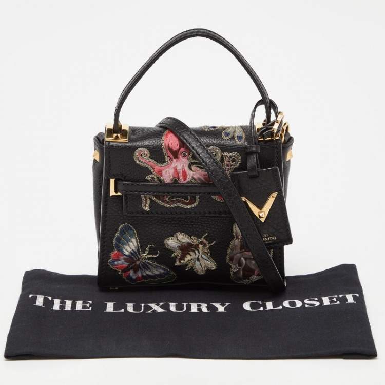 Pre Owned Valentino Black Leather My Rockstud Crossbody Bag