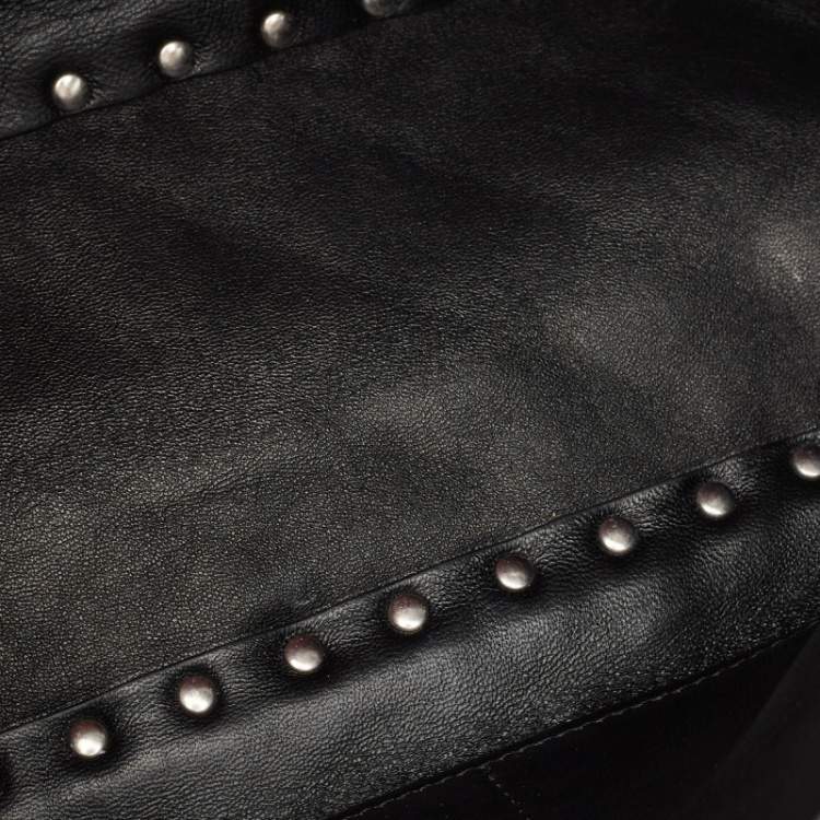 Pre Owned Valentino Silver Quilted Leather Large Rockstud Spike Top Handle Bag