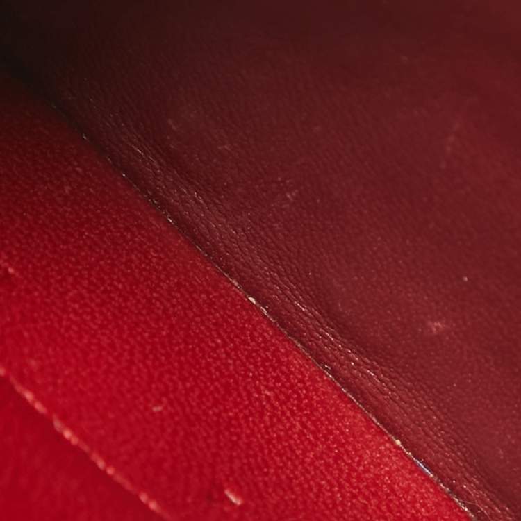 Pre Owned Valentino Burgundy Quilted Leather Rockstud Spike Card Case