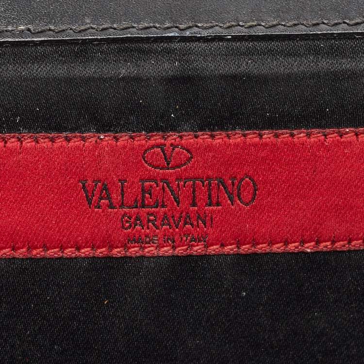 Pre Owned Valentino Black Leather Flap Chain Clutch