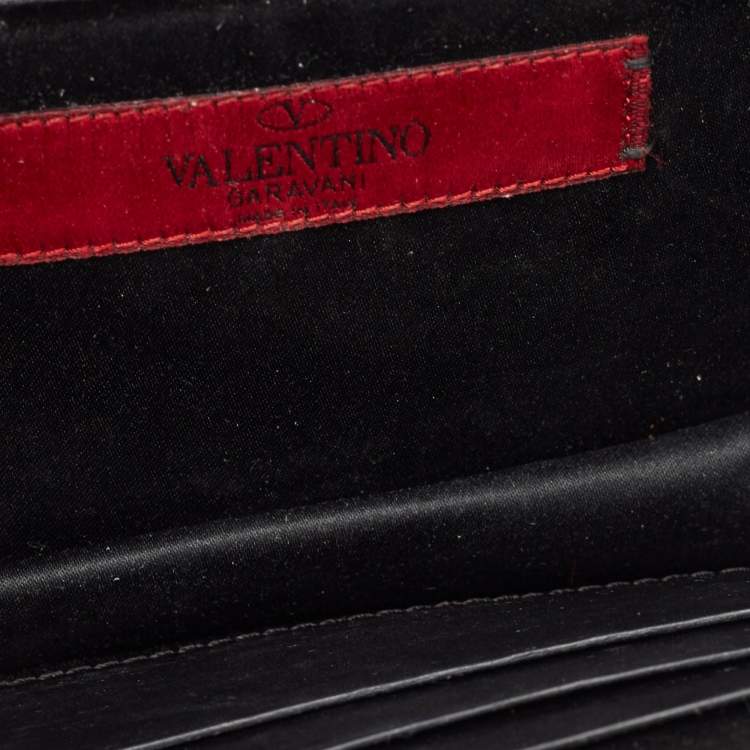 Pre Owned Valentino Black Leather Flap Chain Clutch
