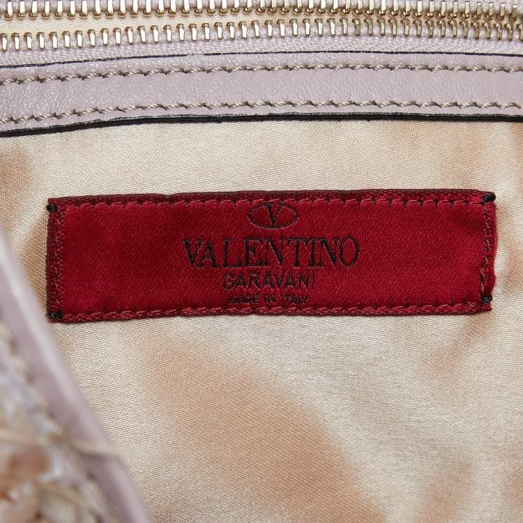 Pre Owned Valentino Multicolor Flower Applique Satin and Leather Tote 