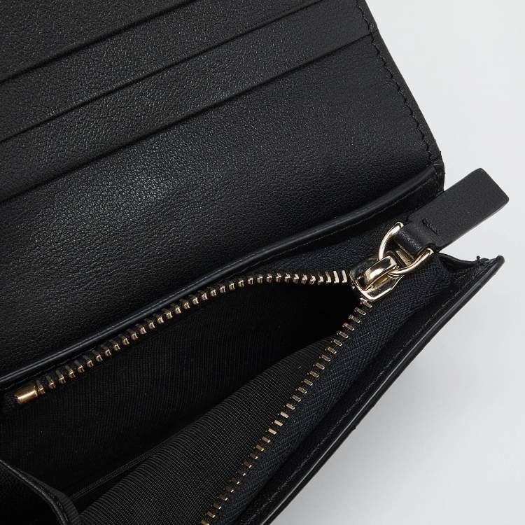 Pre Owned Valentino Black Leather VLTN Bifold Card Case
