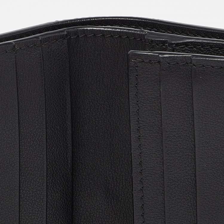 Pre Owned Valentino Black Leather VLTN Bifold Card Case