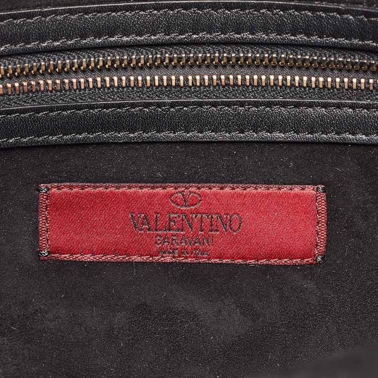 Pre Owned Valentino Black Suede Large Rockstud Embellished Wristlet Pouch