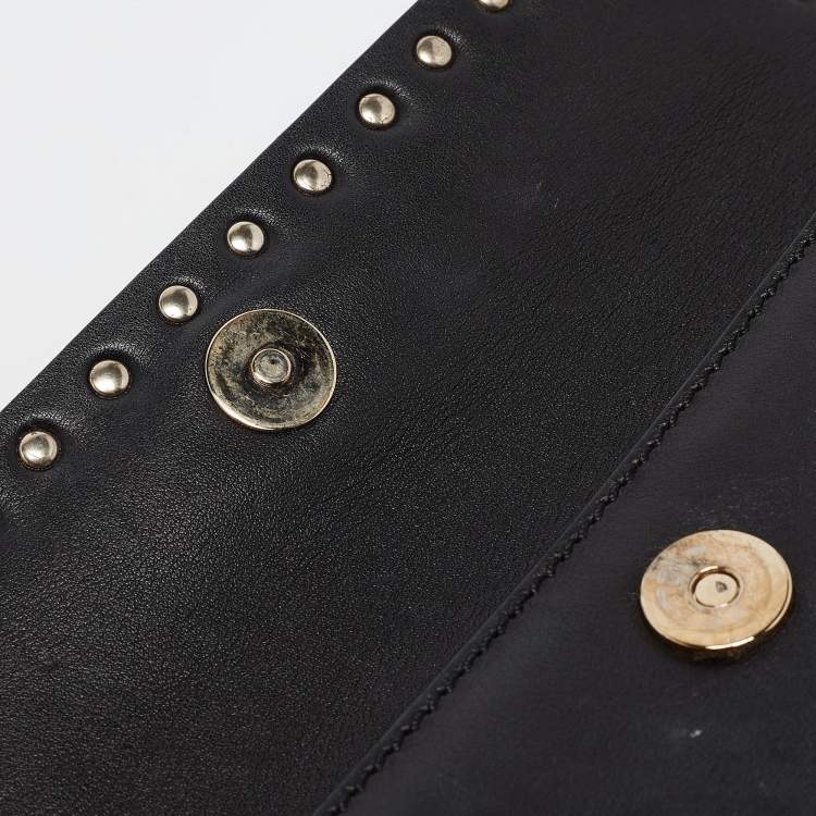 Pre Owned Valentino Black Leather Rockstud Bangle Clutch