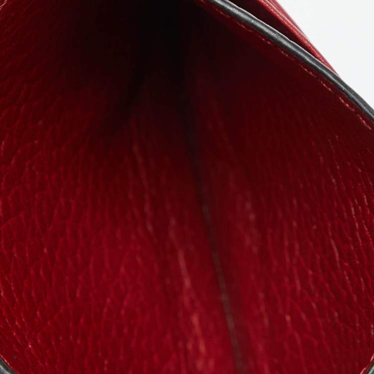 Pre Owned Valentino Red Leather Rockstud Card Holder