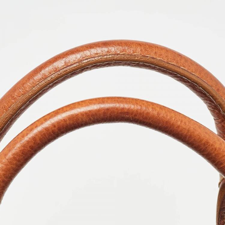 Pre Owned Valentino Brown/Beige Canvas and Leather VLogo Embellished Catch Bag