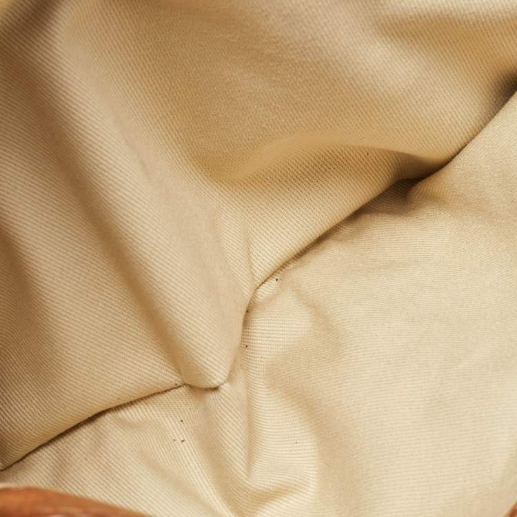 Pre Owned Valentino Brown/Beige Canvas and Leather VLogo Embellished Catch Bag