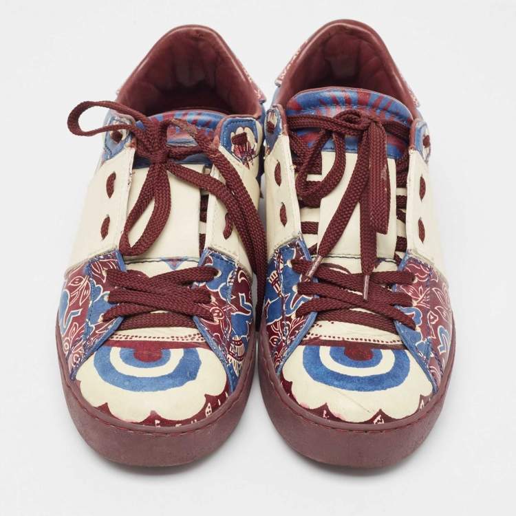 Pre Owned Valentino Multicolor Floral Printed Leather Low Top Sneakers Size 36.5