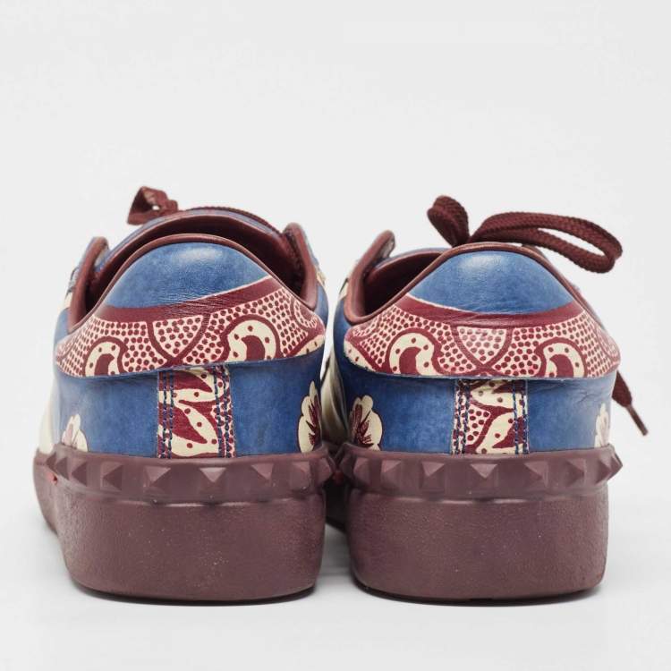 Pre Owned Valentino Multicolor Floral Printed Leather Low Top Sneakers Size 36.5