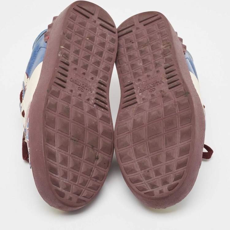 Pre Owned Valentino Multicolor Floral Printed Leather Low Top Sneakers Size 36.5