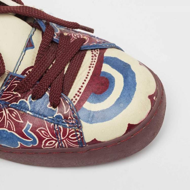 Pre Owned Valentino Multicolor Floral Printed Leather Low Top Sneakers Size 36.5