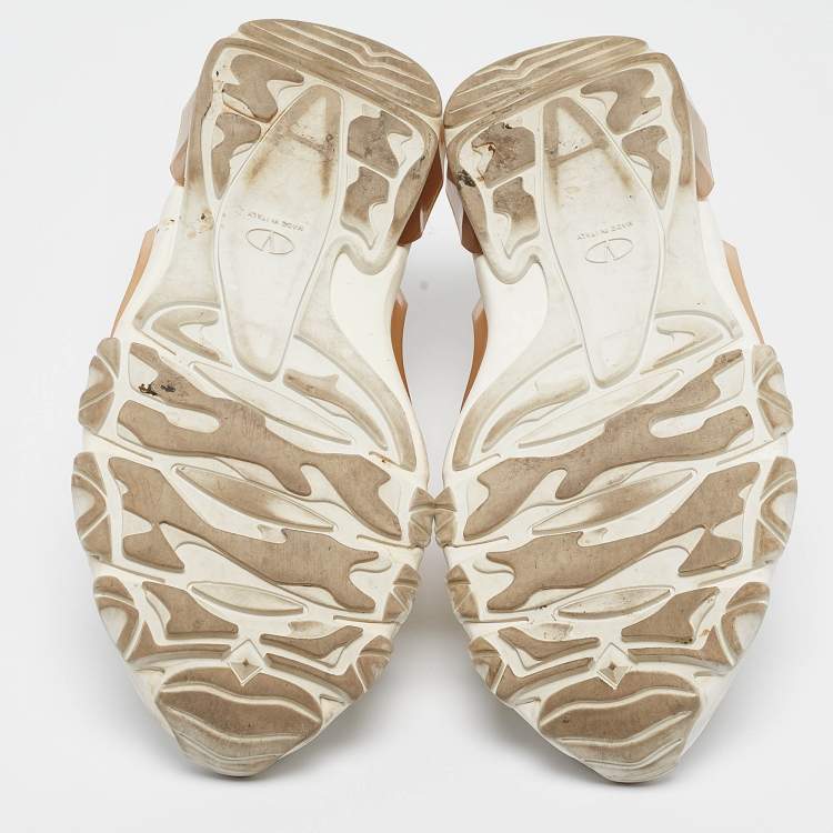 Pre Owned Valentino White Leather and Mesh Climbers Sneakers Size 37.5