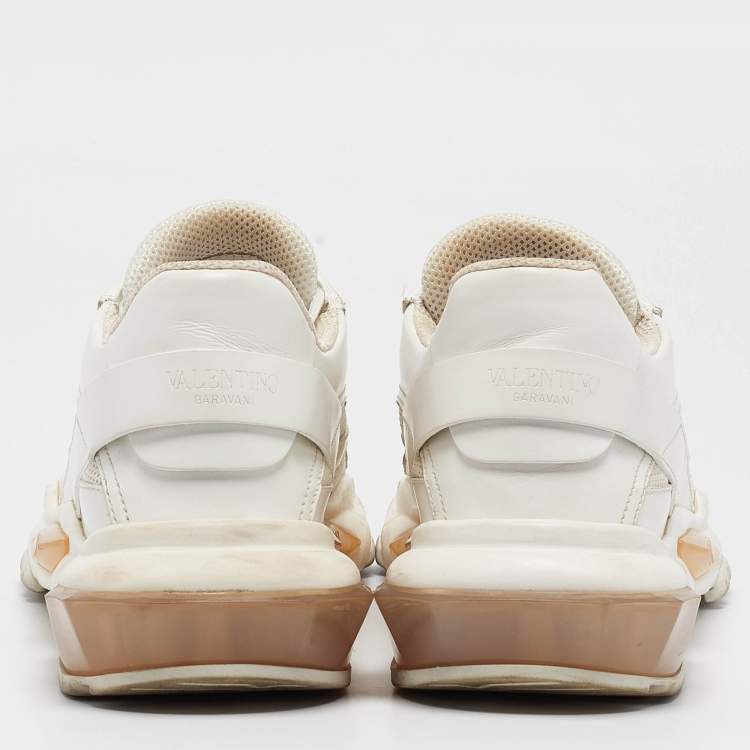 Pre Owned Valentino White Leather and Mesh Climbers Sneakers Size 37.5