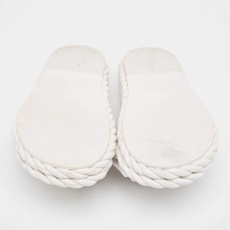 Pre Owned Valentino White Braided Leather Ankle Tie Flats Size 39