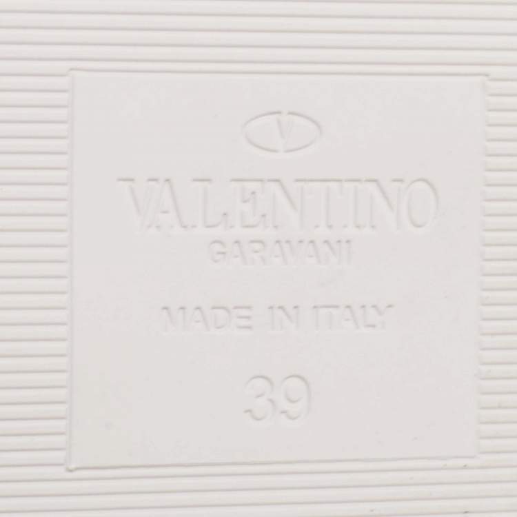 Pre Owned Valentino White Braided Leather Ankle Tie Flats Size 39