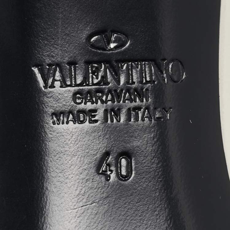 Pre Owned Valentino Cream Leather 03 Rose Edition Atelier Slides Size 40