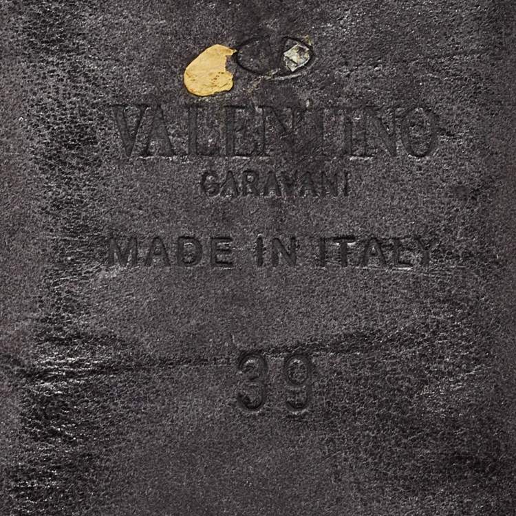 Pre Owned Valentino Black Leather Rockstud Ballet Flats Size 39