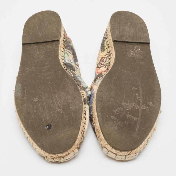 Pre Owned Valentino Multicolor Butterfly Print Canvas Espadrille Flats Size 39