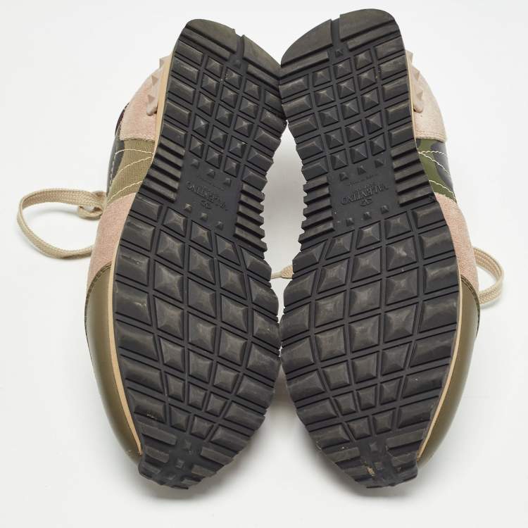 Pre Owned Valentino Multicolor Leather and Suede Rockstud Sneakers Size 40