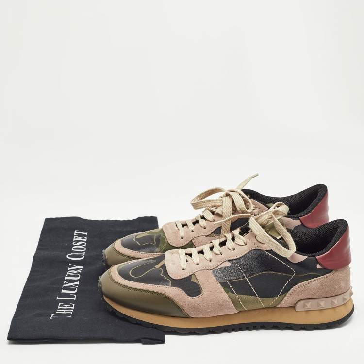 Pre Owned Valentino Multicolor Leather and Suede Rockstud Sneakers Size 40