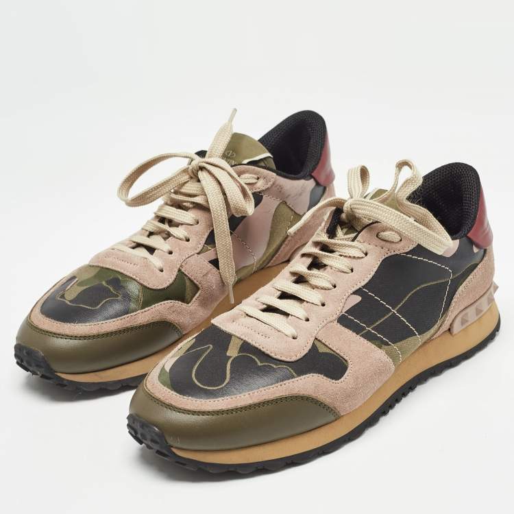 Pre Owned Valentino Multicolor Leather and Suede Rockstud Sneakers Size 40