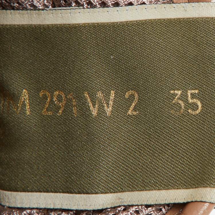 Pre Owned Valentino Beige/Pink Floral Lace and Leather Rockrunner Low Top Sneakers Size 35