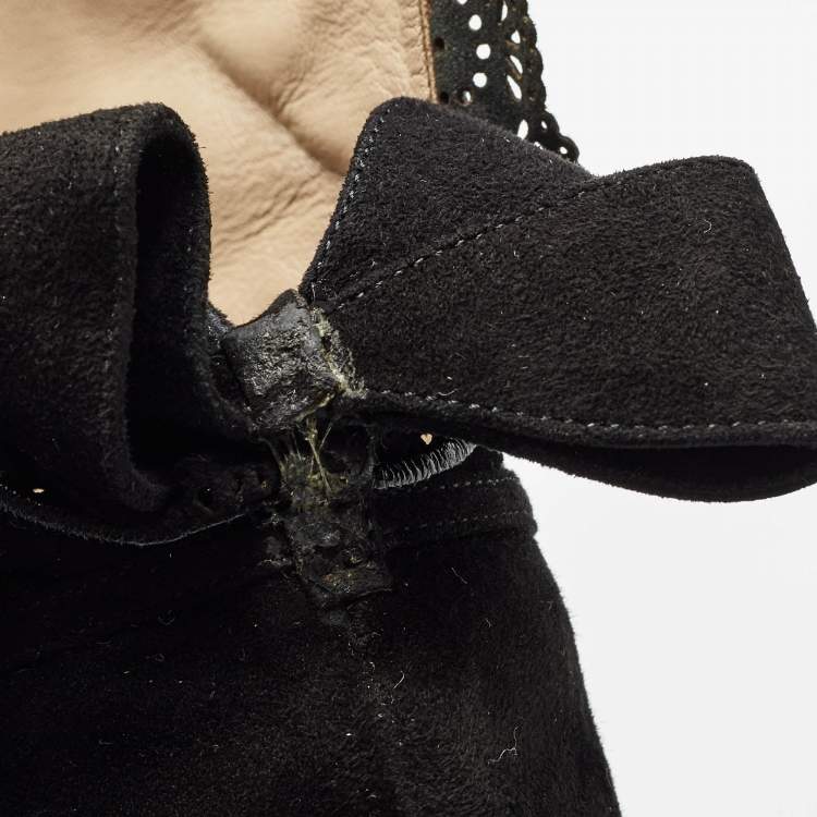 Pre Owned Valentino Black Suede Knee Length Boots Size 39