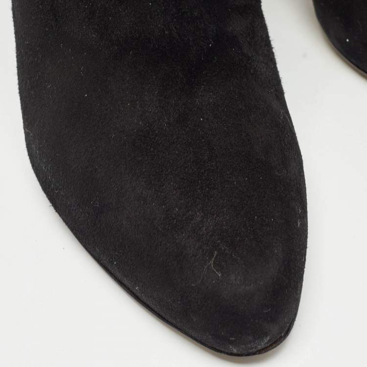 Pre Owned Valentino Black Suede Knee Length Boots Size 39