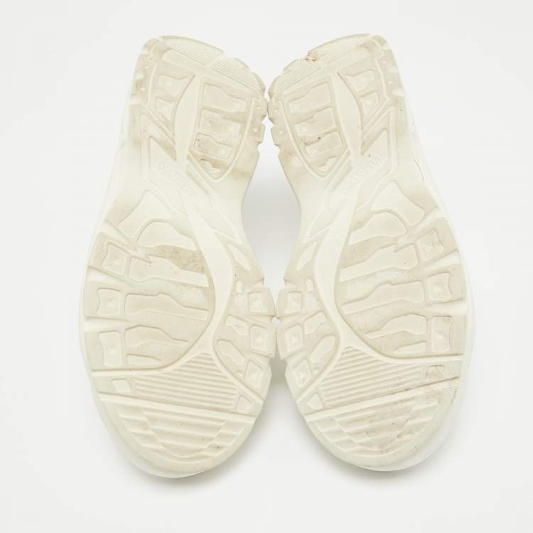 Pre Owned Valentino White Leather Bounce Lace Up Sneakers Size 38