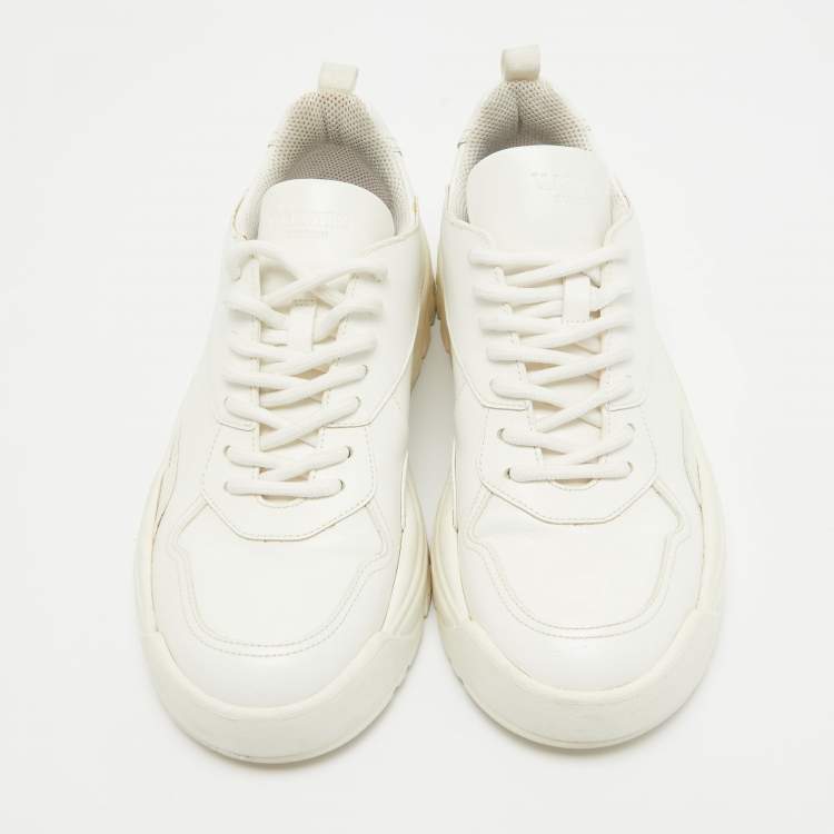 Pre Owned Valentino White Leather Bounce Lace Up Sneakers Size 38