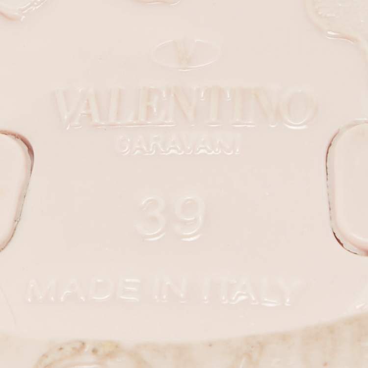 Pre Owned Valentino Pink Jelly Rockstud Bow Thong Flats Size 39