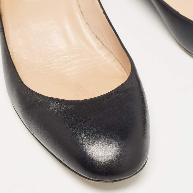 Pre Owned Valentino Black Leather Tango Ballet Flats Size 38